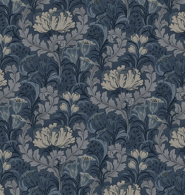 Marcus Fabrics Nouveau Floral with Acanthus Leaves - Navy