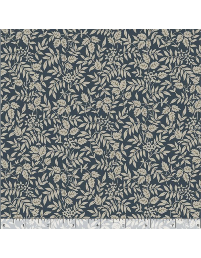 Marcus Fabrics Nouveau Leaf Sprigs - Navy