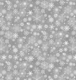 Marcus Fabrics Bentley's Snowflakes -- Small Snowflakes Grey