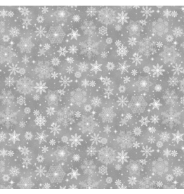 Marcus Fabrics Bentley's Snowflakes -- Small Snowflakes Grey
