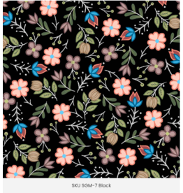 Tiny Floral Metallic  - Black - SG-07