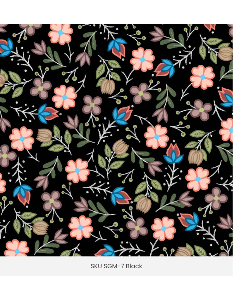 Tiny Floral Metallic  - Black - SG-07
