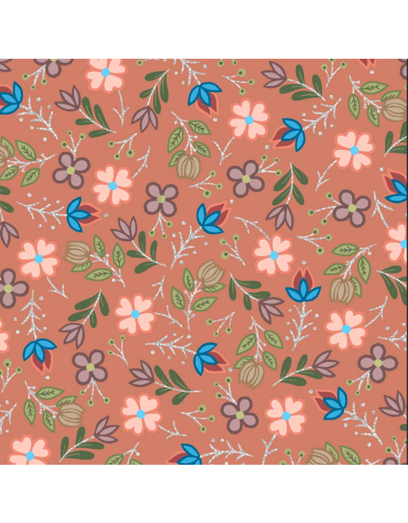 Tiny Floral Metallic  - Clay/Orange- SG-07