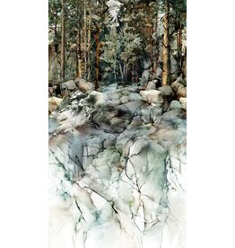 Northcott Lone Wolf Scenic Border - Teal -DP27182-66