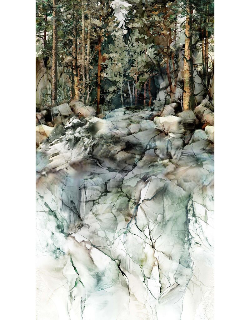 Northcott Lone Wolf Scenic Border - Teal -DP27182-66