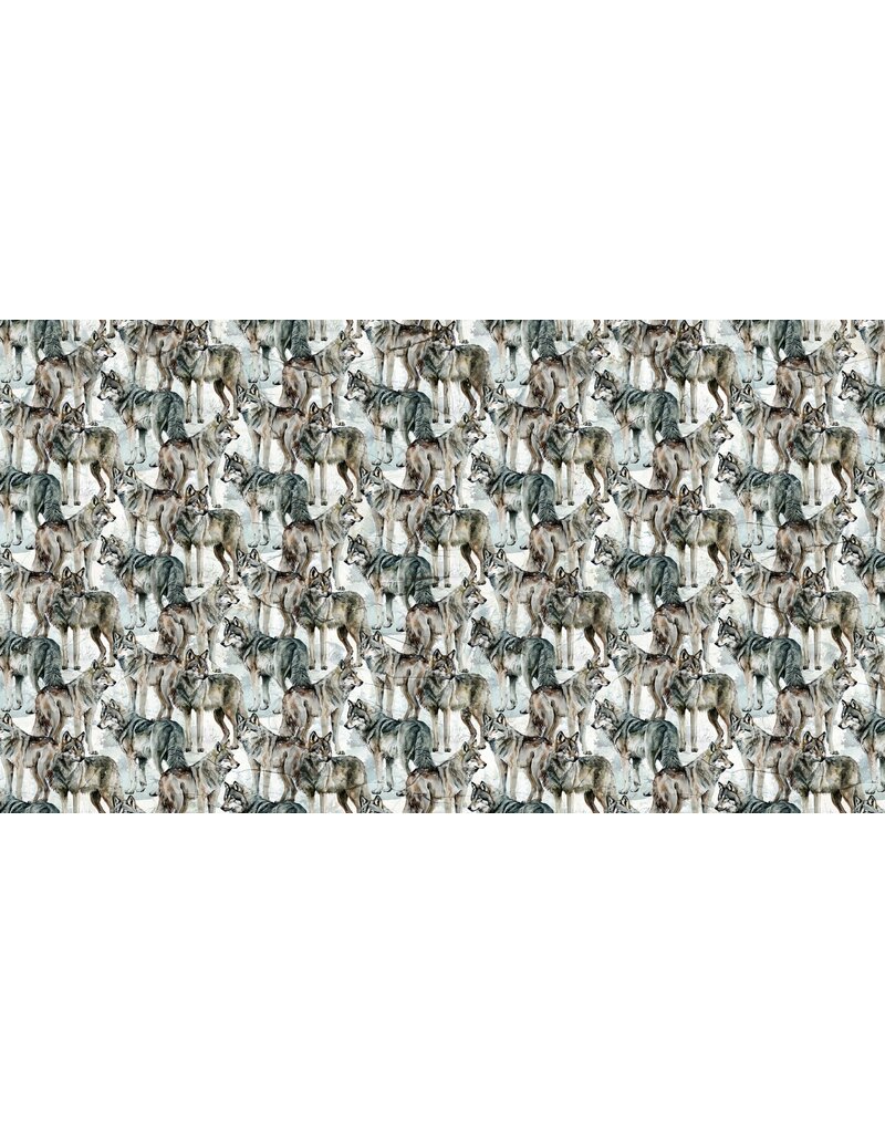 Northcott Lone Wolf Wolves- Blue/Gray - DP27184-92