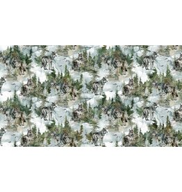 Northcott Lone Wolf Scenic - Teal - DP27183-64