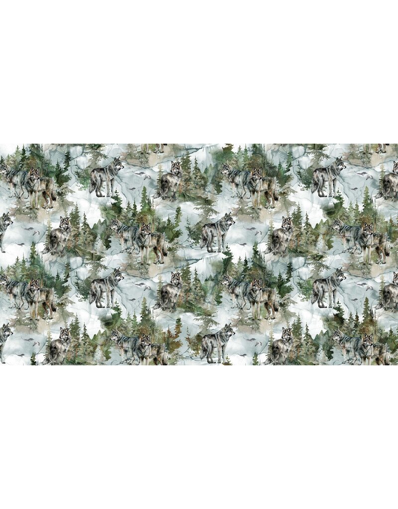 Northcott Lone Wolf Scenic - Teal - DP27183-64