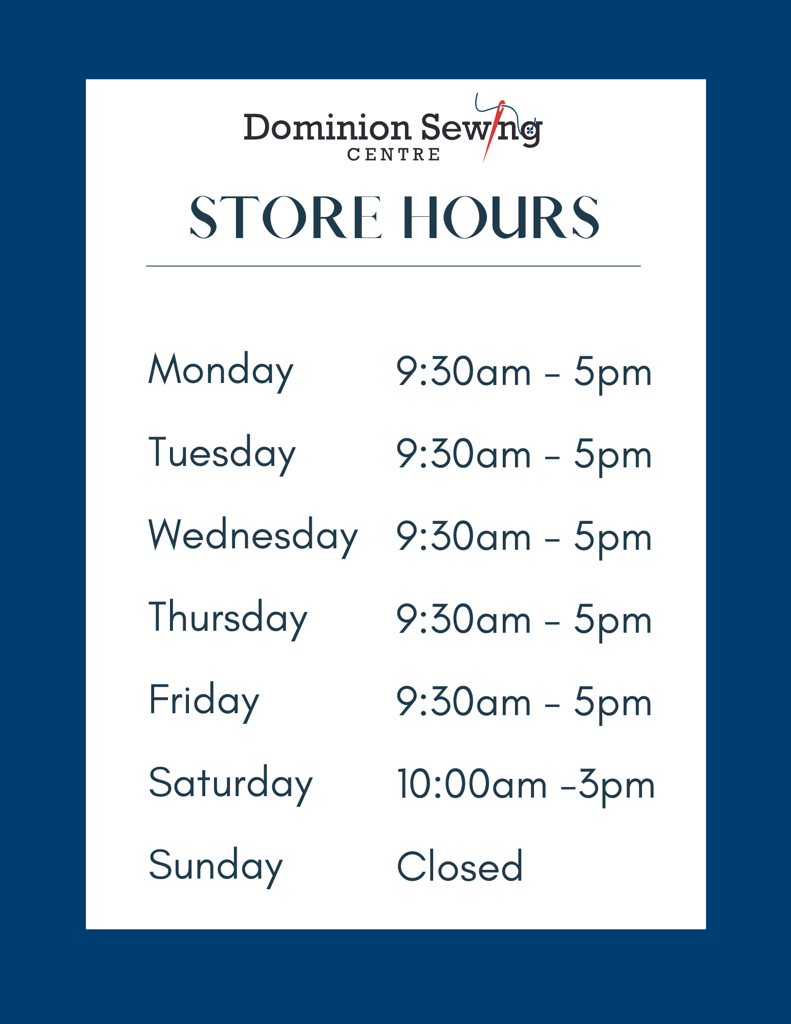 Store Hours