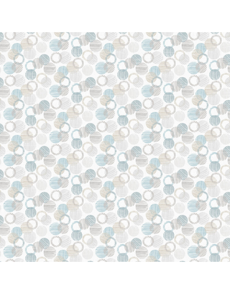 Northcott Dots & Dashes- Circles - Pale Gray - F27282-90