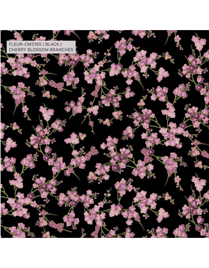 Timeless Treasures Cherry Blossom Branches - Black