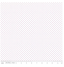 Swiss Dots on White - Hot Pink
