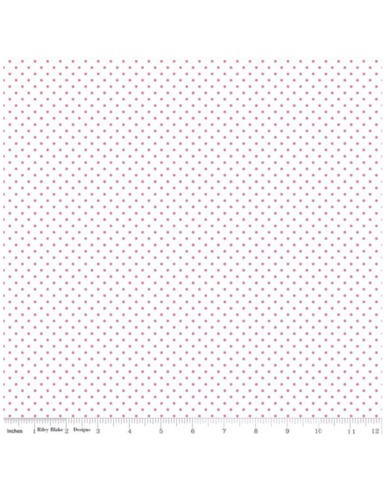 Swiss Dots on White - Hot Pink