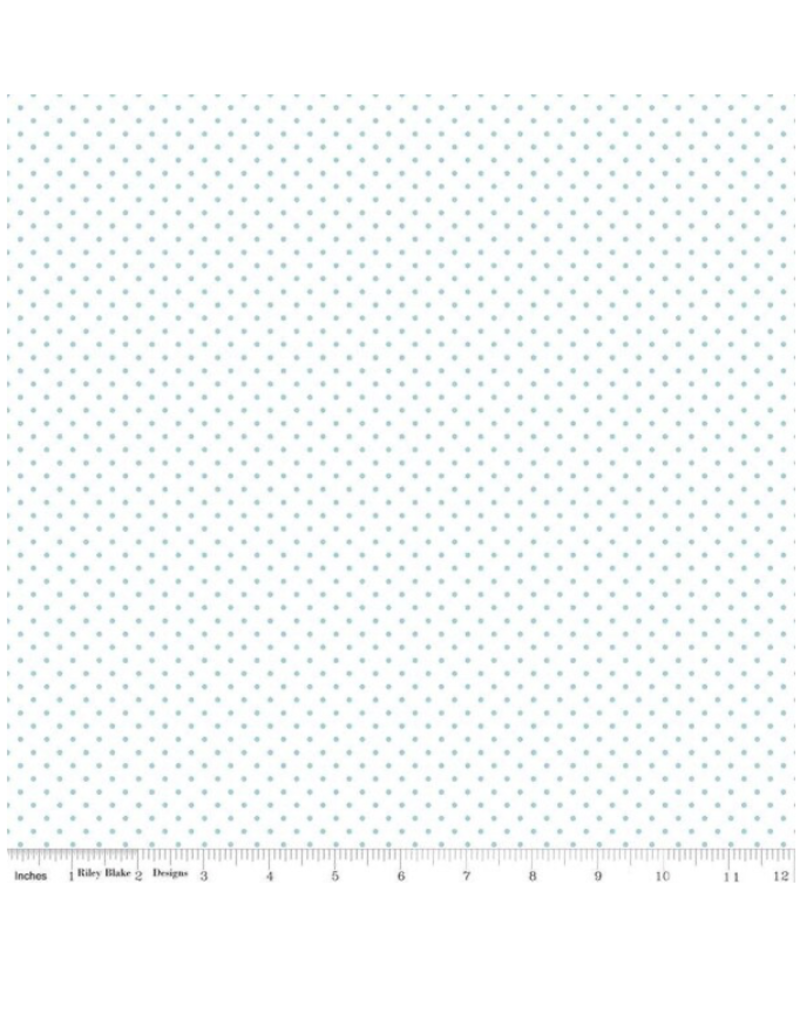 Swiss Dots on White - Aqua