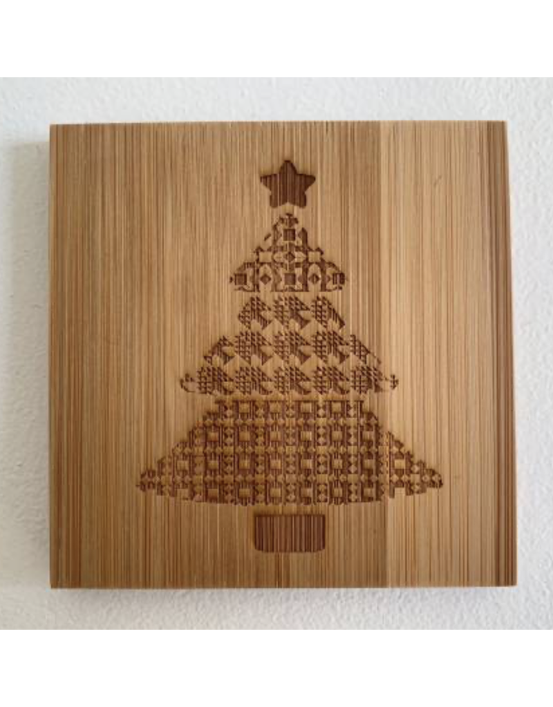 Quilt Christmas Trees Square Coaster 4pc Set