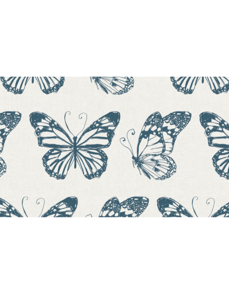 Camelot Fabrics Garden Seeds - Butterfly - Navy