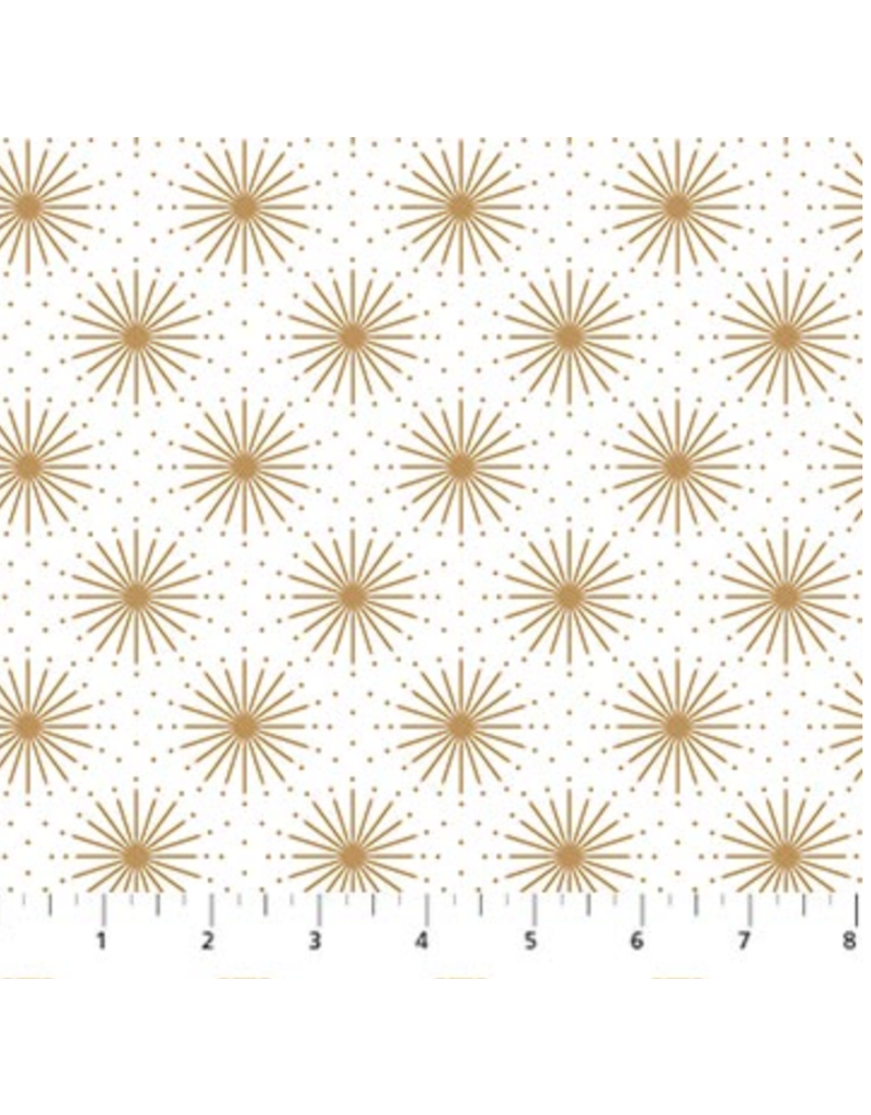 Northcott Shimmer Sparkle - Starburst - White