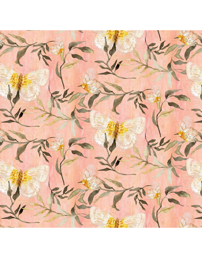 Camelot Fabrics Bloom Tapestry - Butterflies - Peach