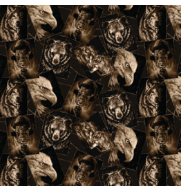 Camelot Fabrics Strokes of the Wild -Spirit Animal Postcards-Brown