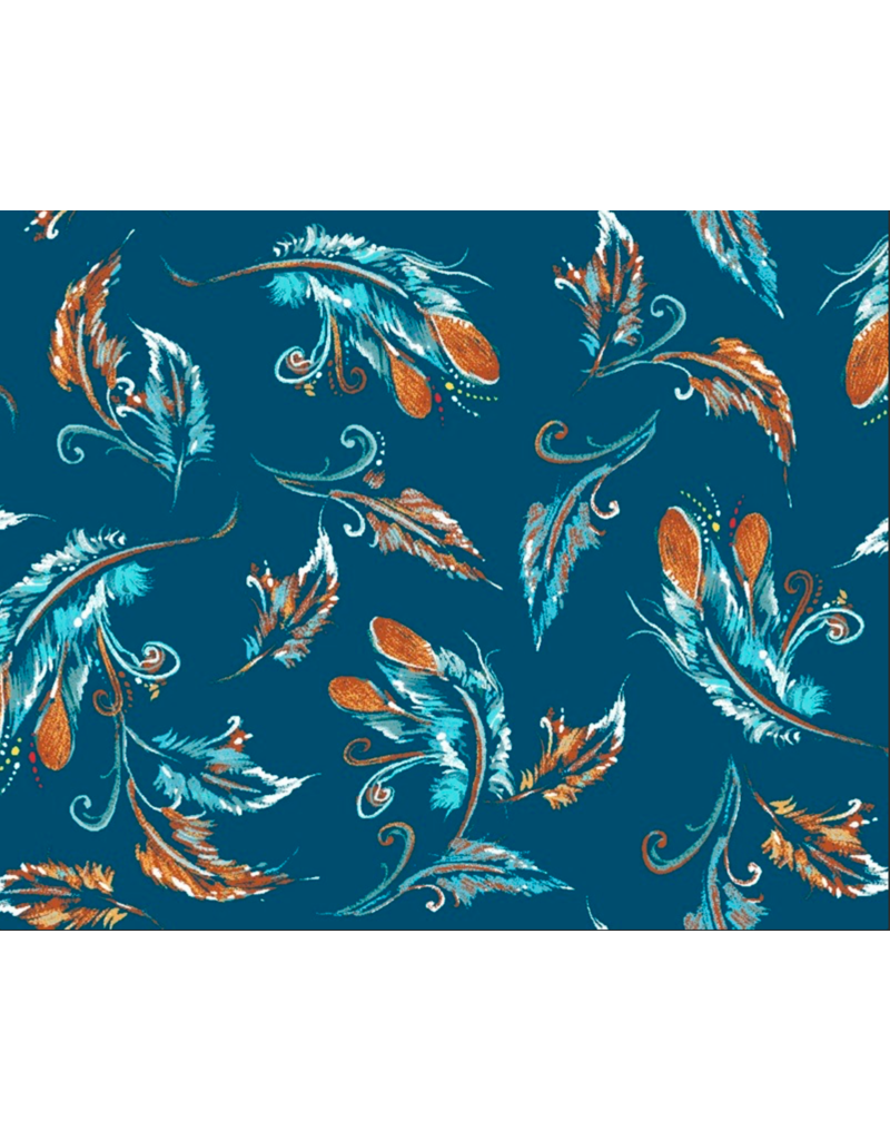 Raven Tree Metallic - Feathers All Over - Teal