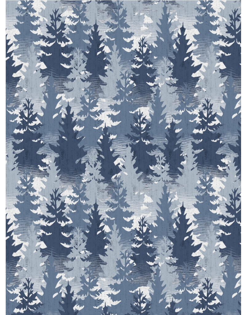 Wilmington Prints Lake Retreat-Packed Trees Navy