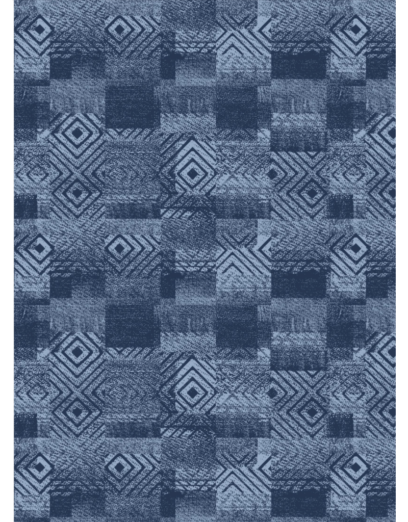 Wilmington Prints Lake Retreat-Diamond Patchwork Texture Navy