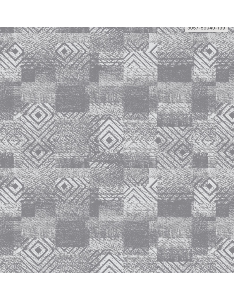 Wilmington Prints Lake Retreat-Diamond Patchwork Texture Gray