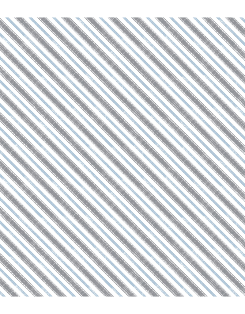 Wilmington Prints Lake Retreat-Diagonal Stripe White