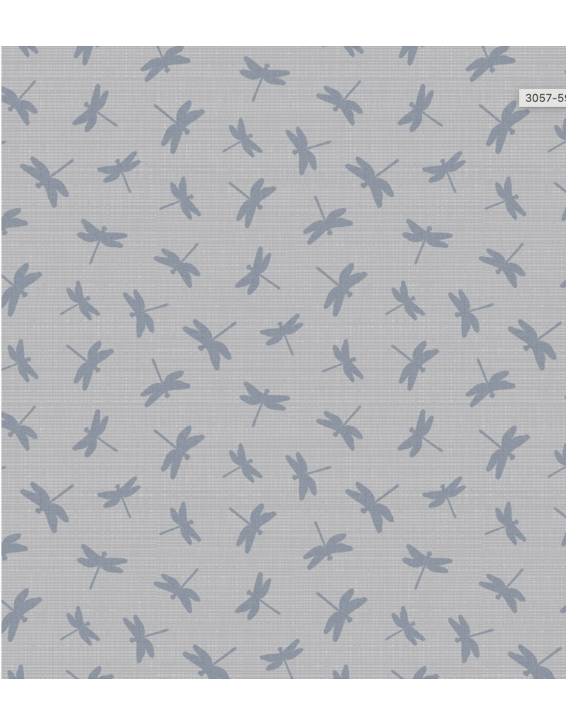 Wilmington Prints Lake Retreat-Dragonfly Toss Gray