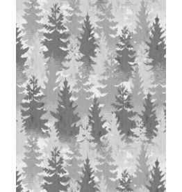 Wilmington Prints Lake Retreat-Packed Trees Gray
