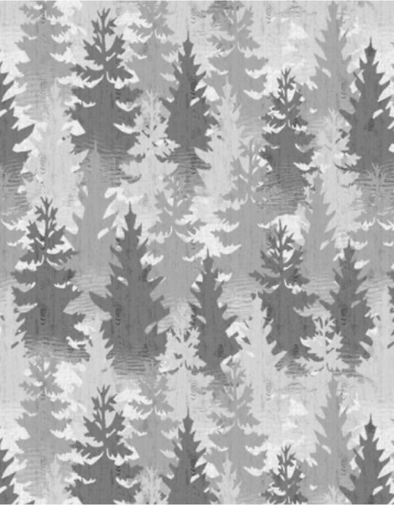 Wilmington Prints Lake Retreat-Packed Trees Gray