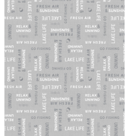 Wilmington Prints Lake Retreat-Word Toss Gray