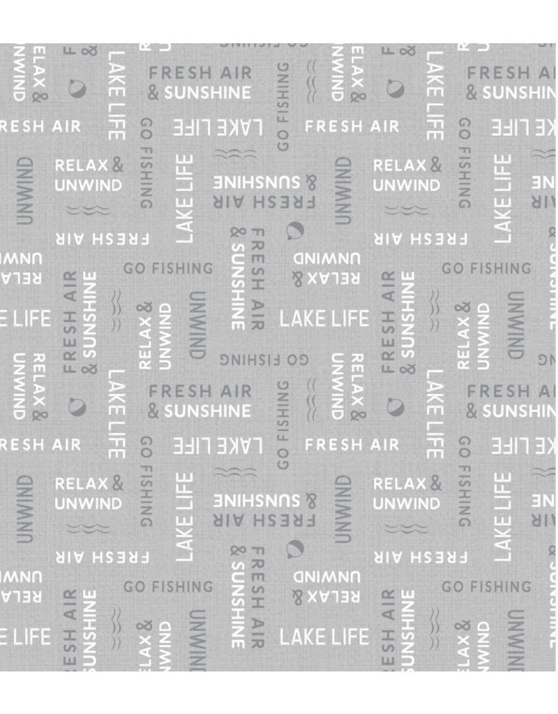 Wilmington Prints Lake Retreat-Word Toss Gray