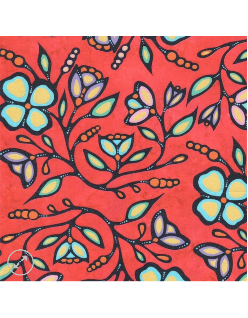 Ojibway Florals by Jackie Traverse -RED  JT-OF03-RED