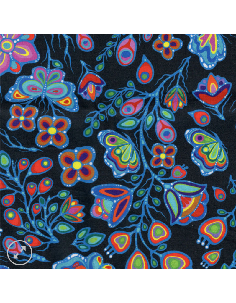 Ojibway Florals by Jackie Traverse-BLACK   JT-OF05-BLAK