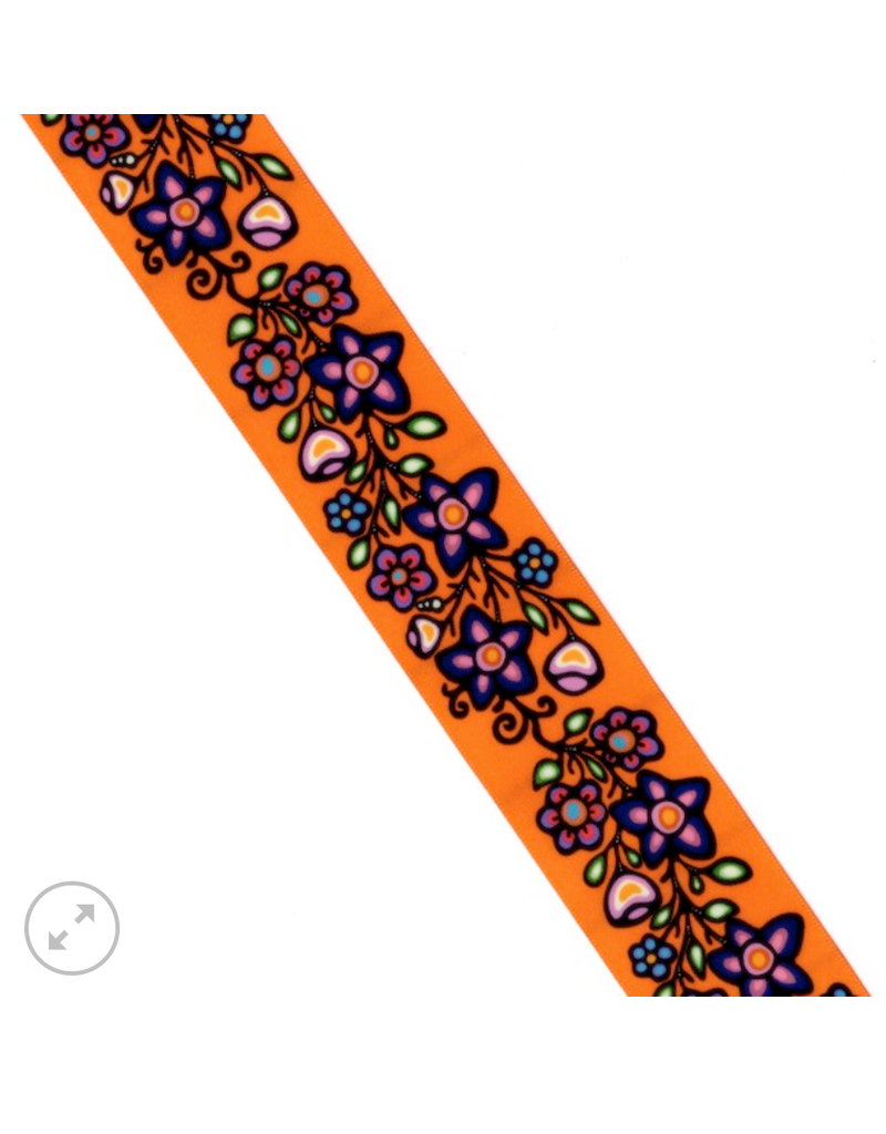 Jackie Traverse Ojibway Florals Ribbon RI-JTF2-ORNG
