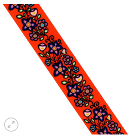 Jackie Traverse Ojibway Florals Ribbon 2 RI-JTF2-RED