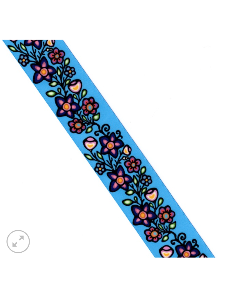 Jackie Traverse Ojibway Florals Ribbon 2 RI-JTF2-TURQ