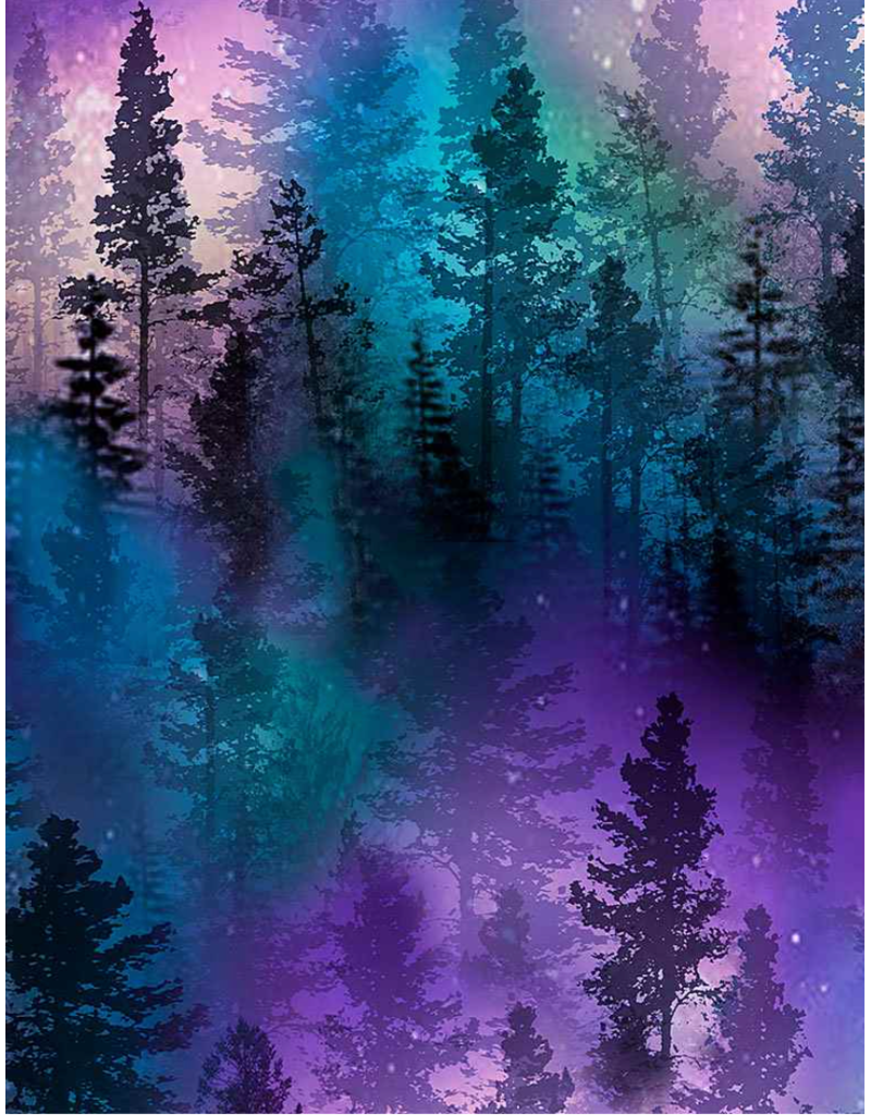 Timeless Treasure Aurora Trees - Purple CD8457