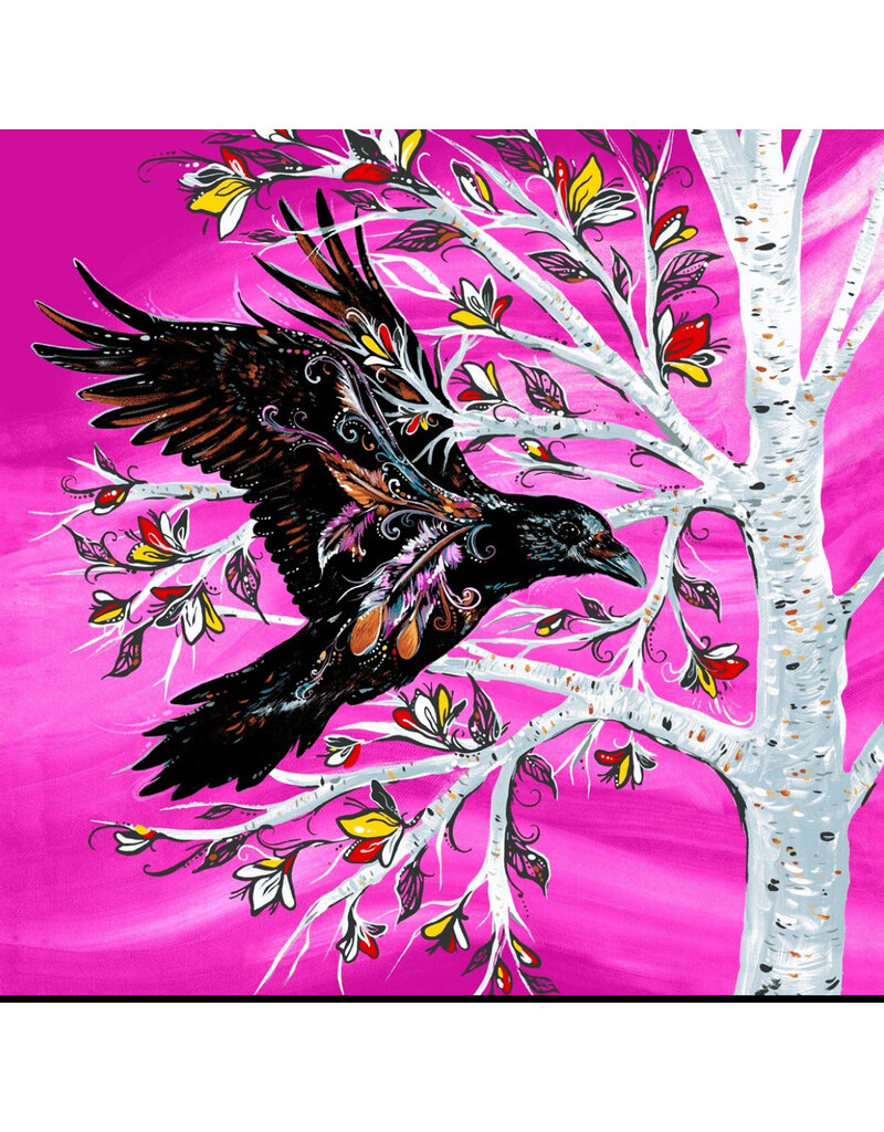 Raven Tree Metallic - Raven Panel - Pink