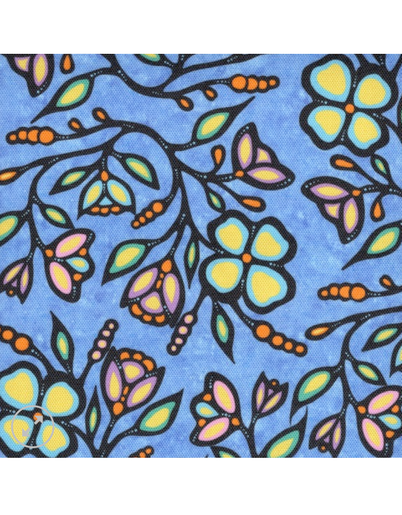 Ojibway Florals Canvas by Jackie Traverse-Blue 12-JTF3-BLUE