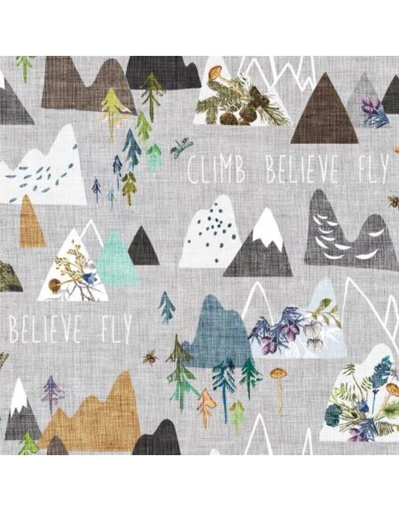 Forest glade light pewter mountains  - Y3154-118