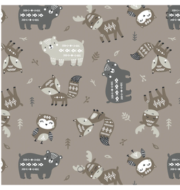 Camelot Fabrics Woodland Wonders-Aztec Woodland Friends-Taupe