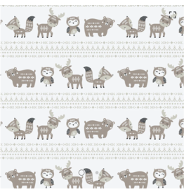 Camelot Fabrics Woodland Wonders-Aztec Woodland Stripe-Off-White