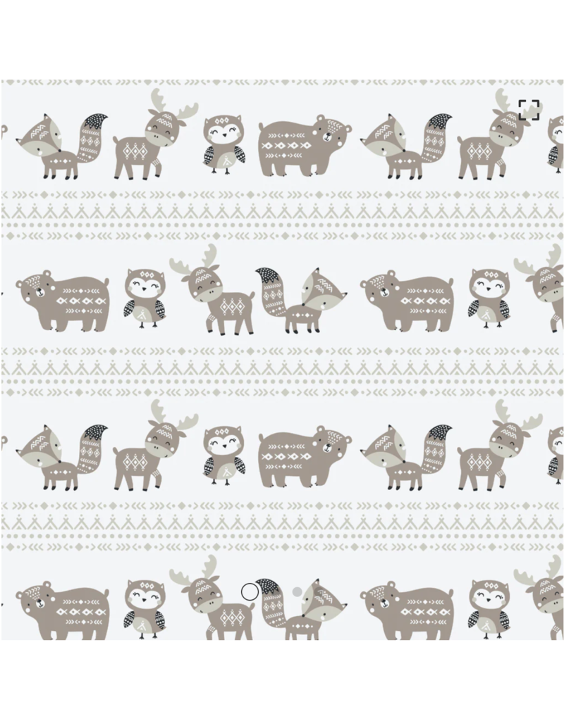 Camelot Fabrics Woodland Wonders-Aztec Woodland Stripe-Off-White