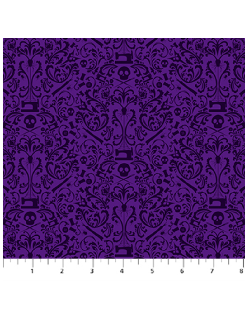 Mr. Bones Sews Damask - Purple