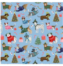 Timeless Treasure Tossed Holiday Dogs - Blue - CD3499