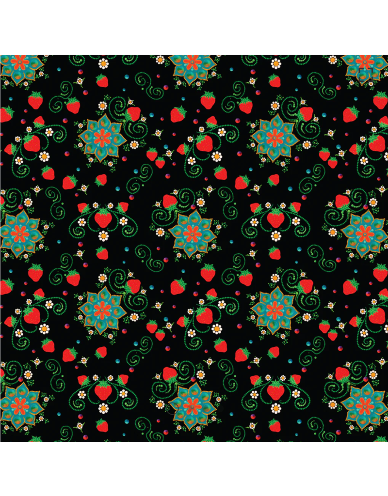 Camelot Fabrics Truth Collection-Sacred Strawberries-Black