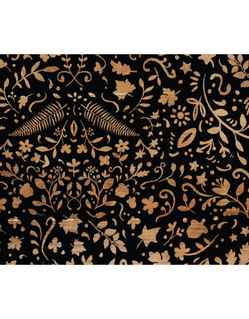 Camelot Fabrics Crafted Cabin - Wood Stencil Carvings - Black