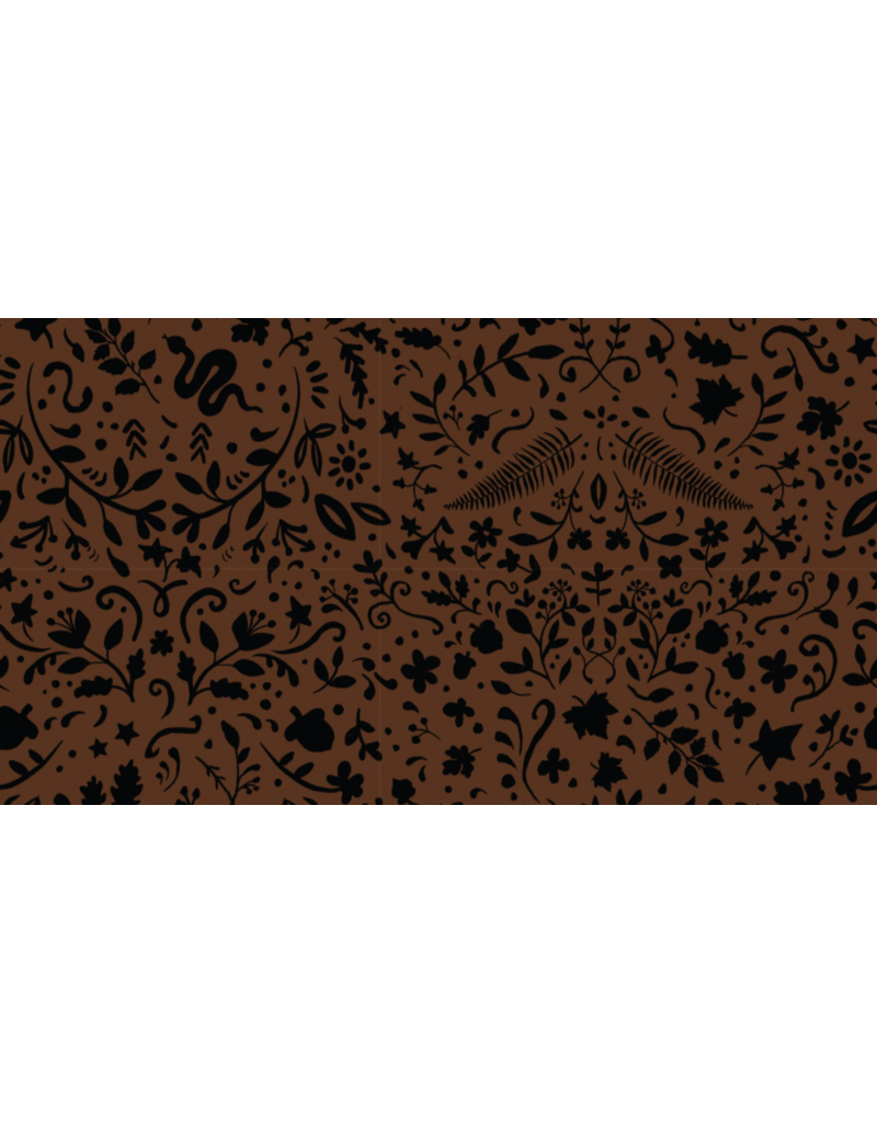 Camelot Fabrics Crafted Cabin - Wood Stencil Carvings - Brown